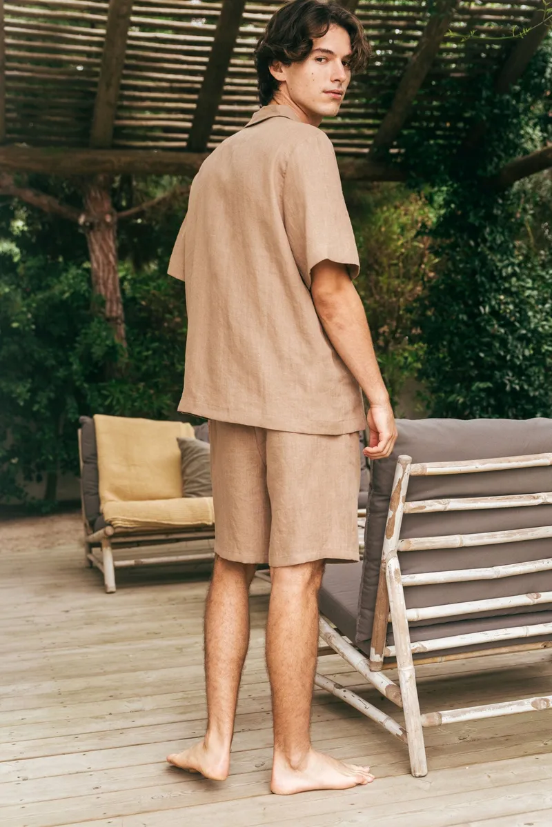 AmourLinen AmourLinen Herren vegan Set Loungewear Aspen Rosy Brown, Hellbraun, – Produktbild 1 von 2