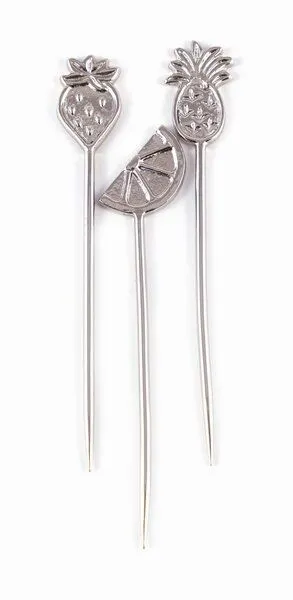 El Puente El Puente Cocktailspieße "Fruity", 3er-Set | Fair Trade & Handmade aus Indien, Silber, – Produktbild 2 von 2