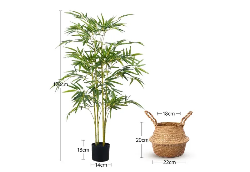 Kunstbaum Kunstpflanze groß Bambus Künstliche Pflanze, Höhe 120 cm/150 cm, SEHAUSEU, Höhe 120 cm, wie echt – Produktbild 2 von 5