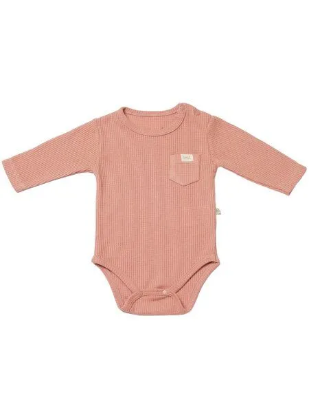 Biorganic Biorganic Waffle Smile Baby Langarmbody, Coral, – Produktbild 1 von 4
