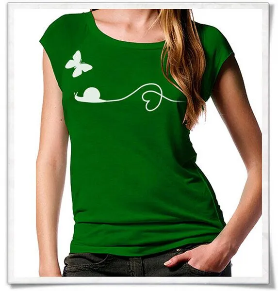 Picopoc Picopoc Schnecke und Schmettelring Bambus-T-Shirt, Grün, – Produktbild 1 von 4