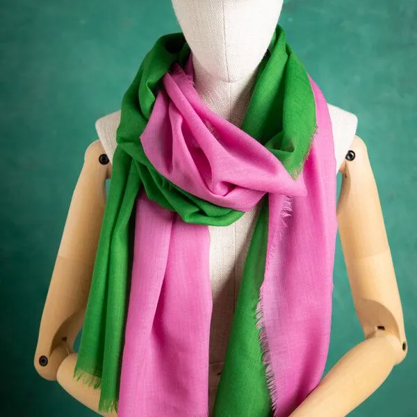 nahtur-design nahtur-design 2 Wolltücher "hauchfein", Pink-grün (grün), – Produktbild 1 von 4
