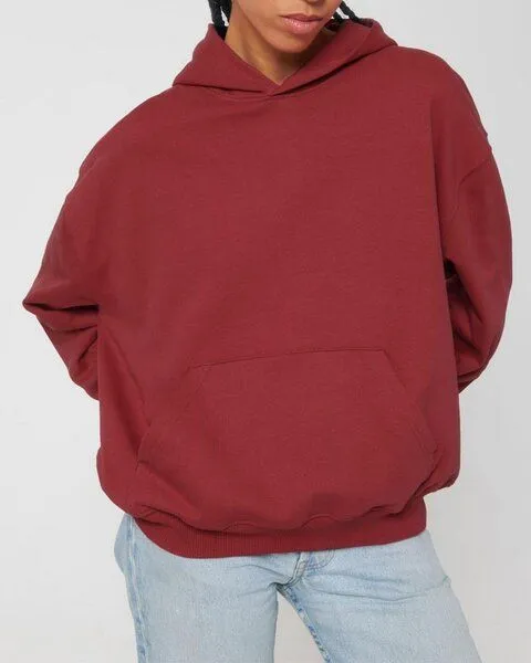 YTWOO YTWOO Oversized Unisex Hoodie mit Kängurutasche, Dry, nachhaltig, Bio-Baumwolle, Rot, – Produktbild 3 von 4
