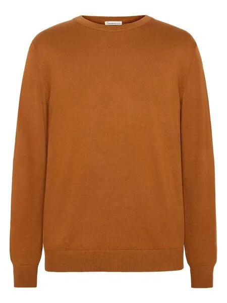 KnowledgeCotton Apparel KnowledgeCotton Apparel Regular merino knit crew neck - aus Merino-Wolle, Orange (pumpkin), – Produktbild 1 von 3