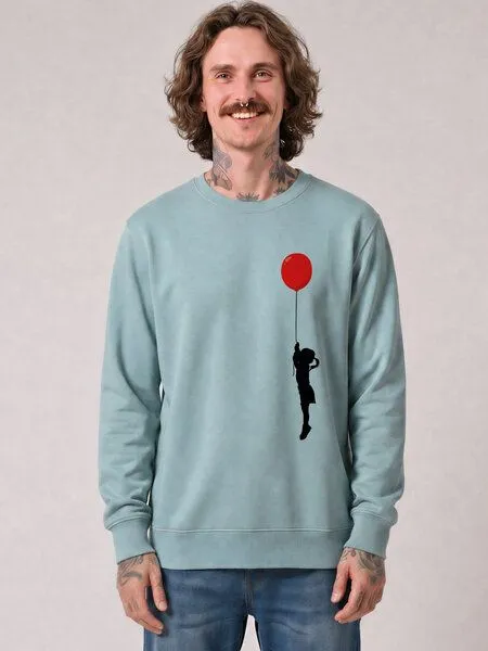 watapparel watapparel Sweatshirt Unisex Mädchen mit Luftballon, Pebble blue, – Produktbild 2 von 2