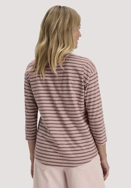 hessnatur hessnatur Light Slub Streifen Longsleeve Relaxed aus reiner Bio-Baumwolle, Rosé, – Produktbild 3 von 5