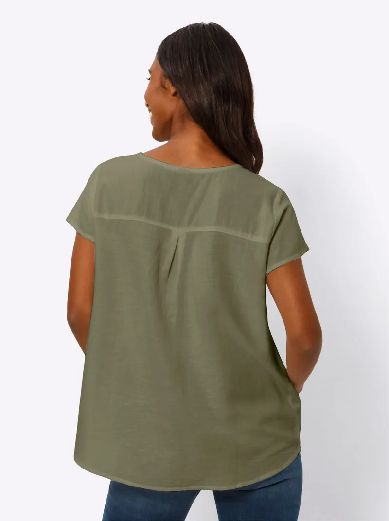 heine Kurzarm-Bluse, Khaki, – Produktbild 2 von 2