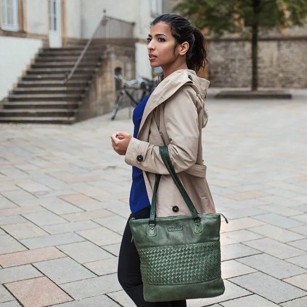 manbefair manbefair Shopper Göteborg Leder, Grün, – Produktbild 4 von 4