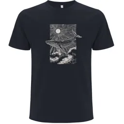 Spreecult Spreecult LineArt - Sonne Wal - Bio und Fair - Männer Unisex T-Shirt - whale in the sky – Produktbild 1 von 1