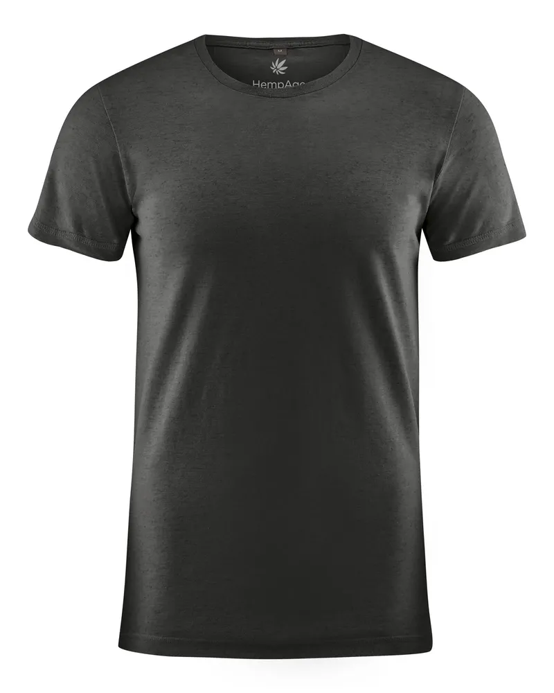 HempAge Hempage Herren vegan T-Shirt Slim Fit Schwarz, Schwarz, – Produktbild 1 von 4