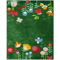 HANS NATUR Kinderteppich Bio-Baumwolle "Blumen" Maße ca. 100 x 130 x 1,5 cm – Produktbild 1 von 1