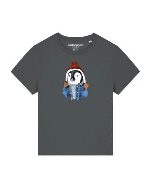 watapparel watapparel T-Shirt Frauen Pinguin, Anthracite, – Produktbild 1 von 3