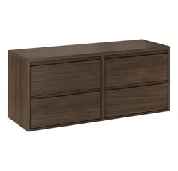 Lomadox Waschbeckenschrank VERZUOLO-56-WALNUT 120 cm breit in Walnuss, wandhängend, grifflos – Produktbild 1 von 1