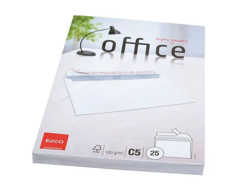 Elco Elco Briefumschlag Office, C5, ohne Fenster, Haftklebung, Weiß, – Produktbild 2 von 3