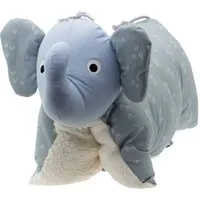 Flosinn Flosinn Kuschelkissen Elefant als Reisekissen mit Teddyplüsch aus Baumwolle Personalisierbar, Hellblau, – Produktbild 2 von 6