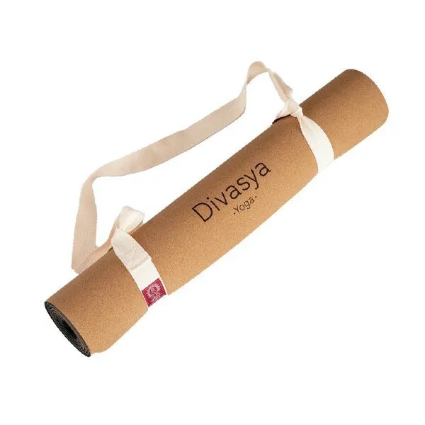Divasya Divasya Yogamatte aus Kork & Naturkautschuk | mit Gurt & Hülle | 6 Designs, Lotus, – Produktbild 3 von 4