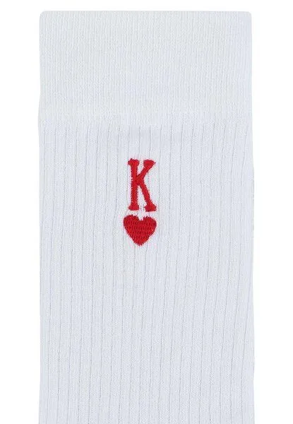 MELA MELA Gerippte Socken Stickerei 1er Pack, Weiss / king, – Produktbild 2 von 2