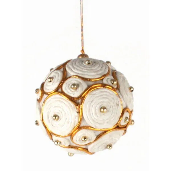 El Puente El Puente Weihnachtsbaumkugel | Fair Trade & Handmade aus Bangladesch, Gold,weiß, – Produktbild 1 von 1