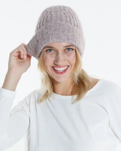 Alma & Lovis Alma & Lovis Softe Alpaka-Mütze im Rippenstrick | Suri Cap, Violet ice (rosa), – Produktbild 1 von 3
