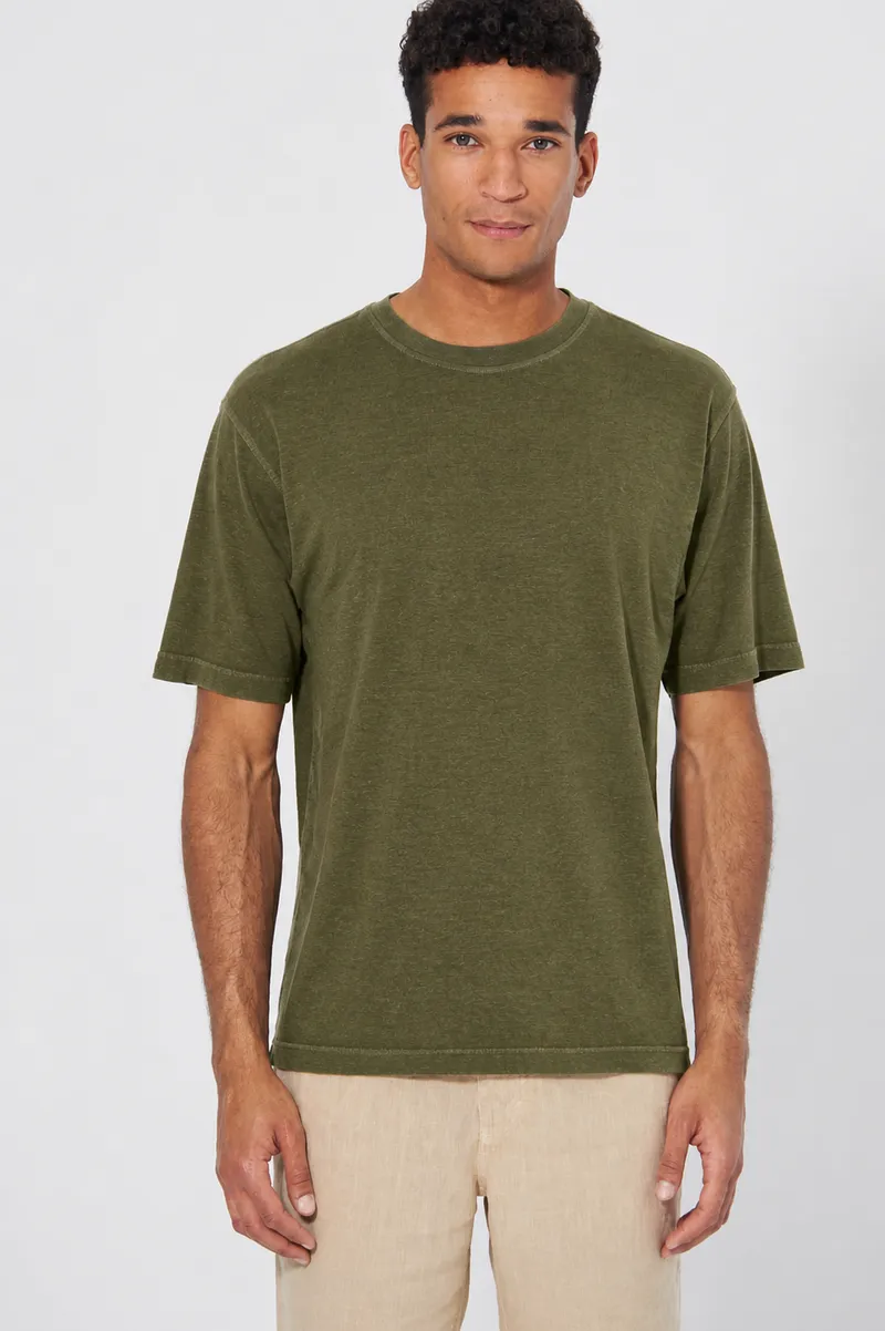 HempAge Hempage Herren vegan T-Shirt Basic Torfgrün, Grün, – Produktbild 2 von 2