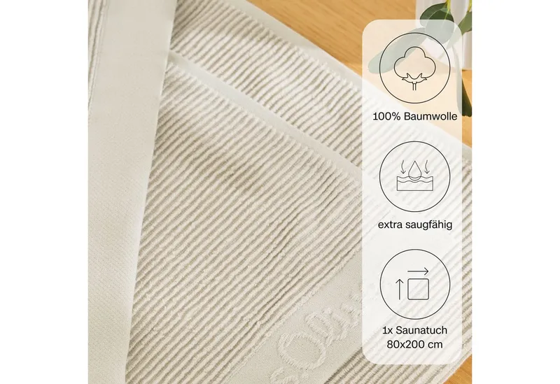 s.Oliver s.Oliver Saunatuch s. Oliver Saunatuch, Walkfrottier (1-St), weich & saugstark, Beige, – Produktbild 4 von 8