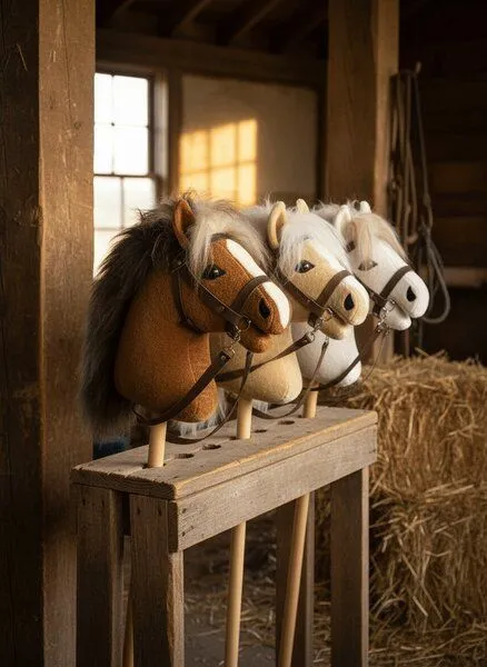 Pat und Patty Pat und Patty Hobby Horse / Steckenpferd aus Baumwollsamt mit einem Gebiss, Dunkelbraun, – Produktbild 3 von 4