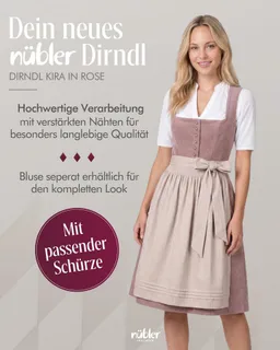 Nübler Trachtenkleid Midi Dirndl Kira in Rose - Rocklänge 60 cm – Produktbild 1 von 1