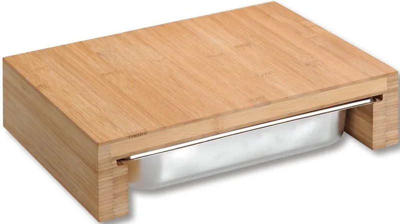 Kesper Kesper Schneidebrett mit Auffangschale, Bambus, Edelstahl 18/10, (1-St), Gastro-Norm 1/2 (325x265 mm), Beige, – Produktbild 3 von 5