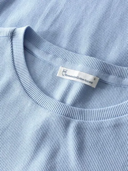 KnowledgeCotton Apparel KnowledgeCotton Apparel T-Shirt - Rib t-shirt - aus Bio-Baumwolle, Hellblau (skyway), – Produktbild 3 von 3