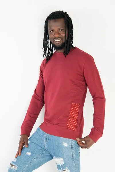 Maishameanslife Maishameanslife Shwe Shwe Pattern Unisex Sweater, Burgundy, – Produktbild 1 von 4
