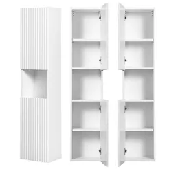 Lomadox Hochschrank NEWPORT-56-WHITE Badschrank, weiß mit gerillter Front, grifflos, ca. 30/140/30cm – Produktbild 1 von 1