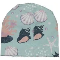 Walkiddy Kinder Beanie Shells Pearls blau von Walkiddy, GOTS-zertifizierte Bio-Baumwolle, weiches Jersey-Stirnmützchen für Kleinkinder, ideal für Übergangszeit – Produktbild 1 von 1