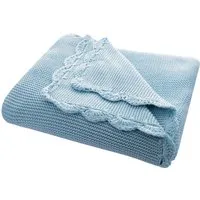 HANS NATUR Babydecke Bio-Baumwolle mit Muschelkante, blau Maße 80 x 100 cm – Produktbild 1 von 1