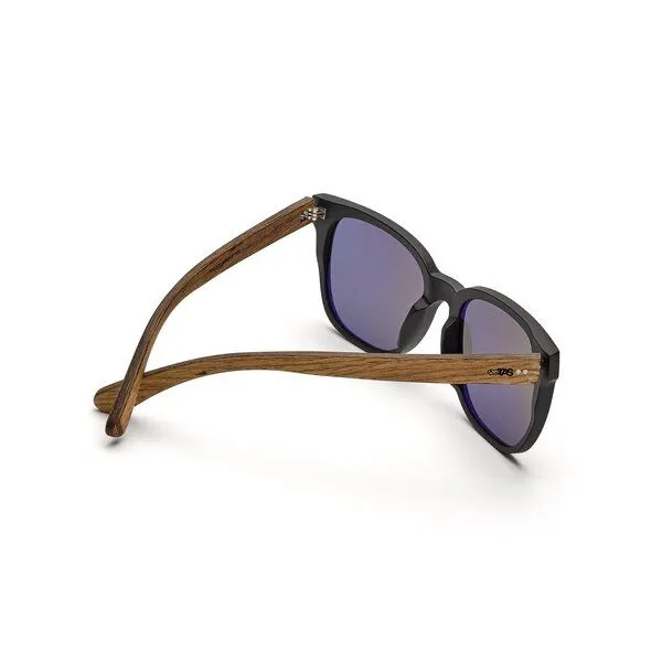 TAKE A SHOT TAKE A SHOT Holz Sonnenbrille Eckig für Herren und Damen, Schwarz (schwarz/kirsche/blau), – Produktbild 3 von 4