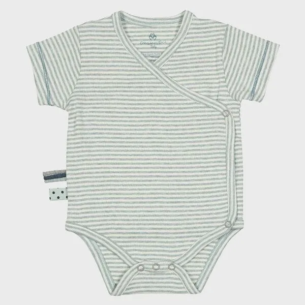 OrganicEra Baby S/S Kimono Body gestreift 'OrganicEra' aus Bio-Baumwolle, Grün, – Produktbild 2 von 3