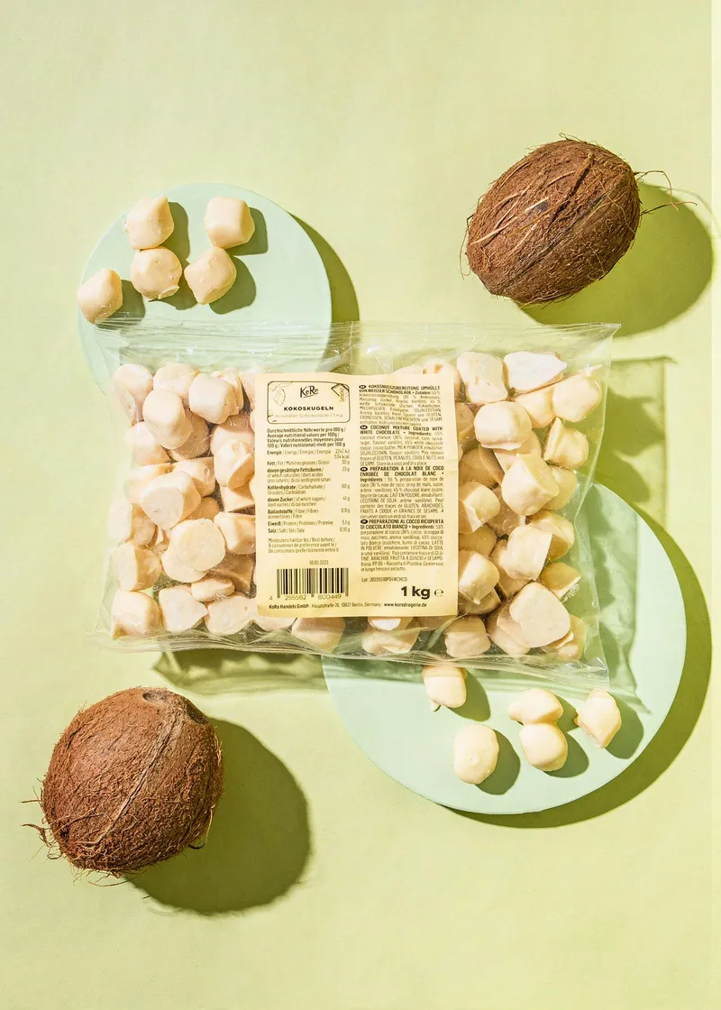 KoRo Kokoskugeln in weißer Schokolade 1 kg – Produktbild 2 von 5