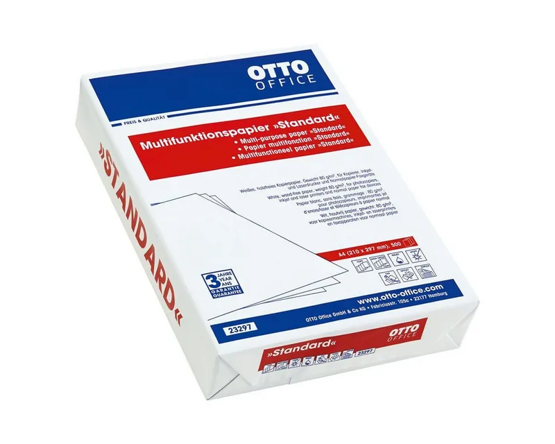 Otto Office Druckerpapier Standard, Format DIN A4, 80 g/m², 161 CIE, 500 Blatt, Weiß, – Produktbild 2 von 2
