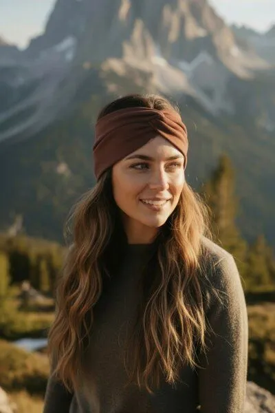 körber mode körber mode breites Haarband aus braunem Jersey Twist gerafft – Produktbild 2 von 2