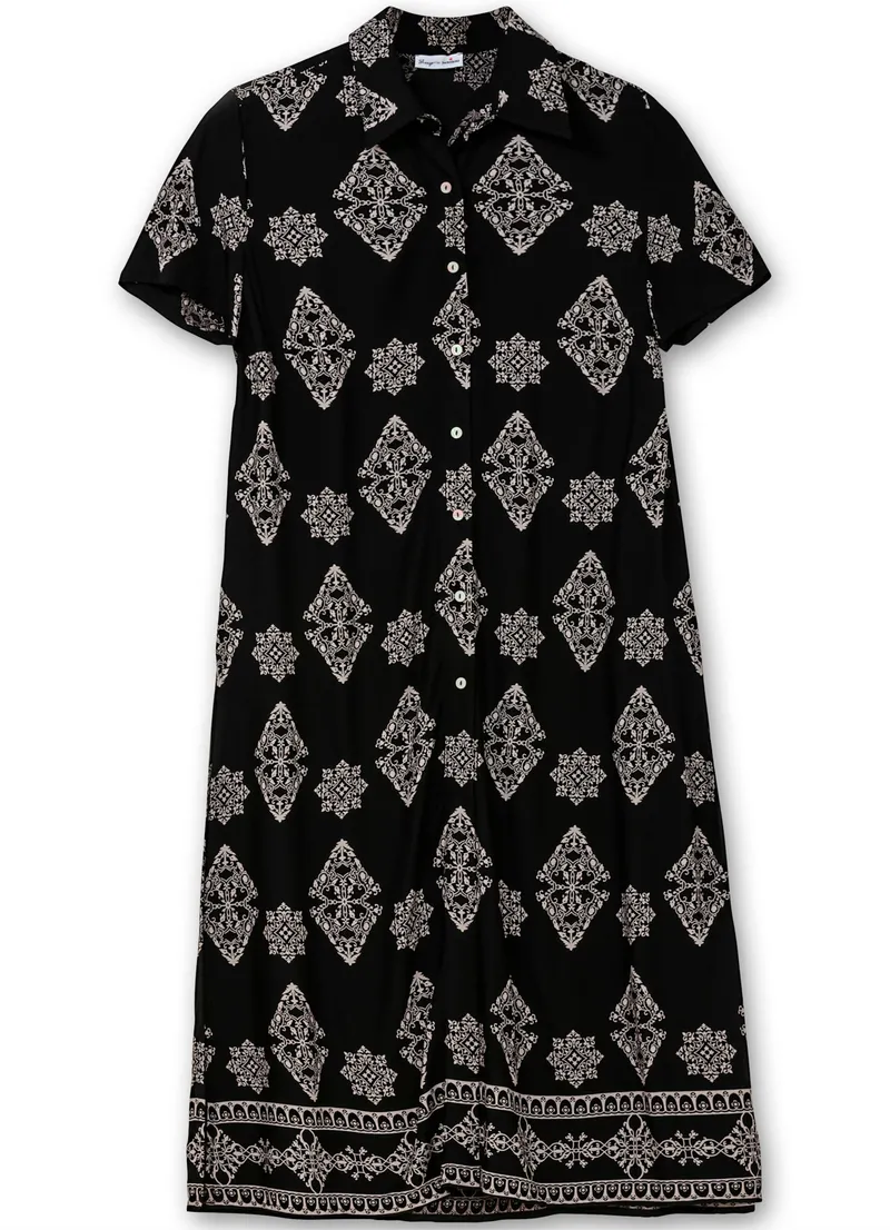 sheego by Joe Browns Longbluse schwarz-gemustert, Schwarz-gemustert, – Produktbild 1 von 2