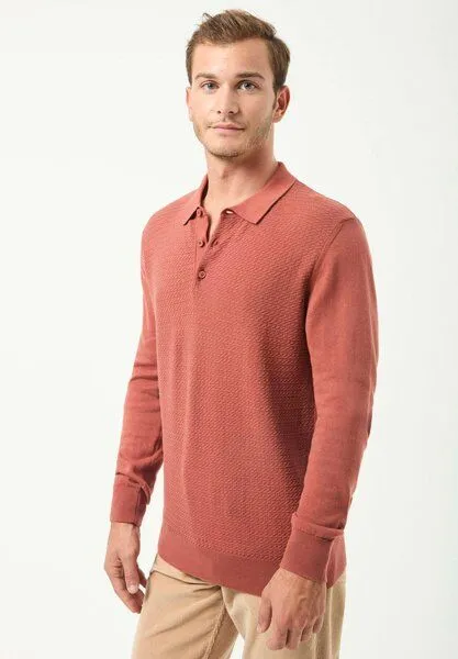 ORGANICATION ORGANICATION Polokragenpullover aus Bio-Baumwolle, Cinnamon, – Produktbild 3 von 4