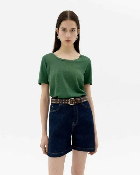 thinking mu thinking mu Damen T-Shirt - Cassia Tee - aus einem Hanf/Bio-Baumwolle Mix, Grün, – Produktbild 3 von 4