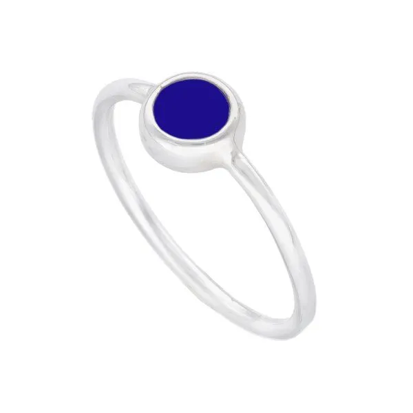 pakilia pakilia Silber Ring rund Fair-Trade und handmade, Blau, – Produktbild 2 von 3