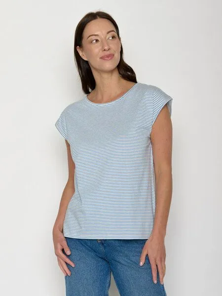 GreenBomb GREENBOMB Basic Timid - Lässiges Shirt aus Bio-Baumwolle / GOTS / Fair & Vegan, Blau (glacier stripes), – Produktbild 1 von 4