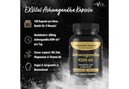 Bio Ashwagandha KSM-66®, 600mg pro Tag, original indische Schlafbeere Kapseln, 135 g – Produktbild 1 von 1