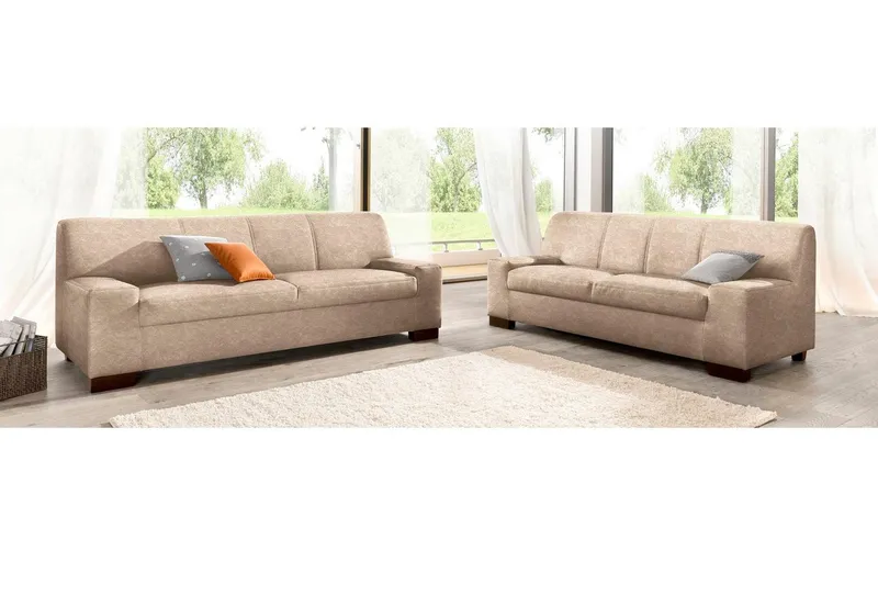 DOMO collection Polstergarnitur Norma kubisch und zeitlos, (Set, 2-tlg), bestehend aus je einem 2- und 3-Sitzer, Beige, – Produktbild 2 von 7