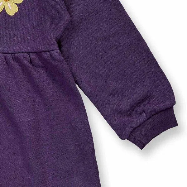 Sense Organics Sense Organics Mädchenkleid mit Blumenstickerei, Modell JASSIMA, Dunkle pflaume mit blume, – Produktbild 4 von 4