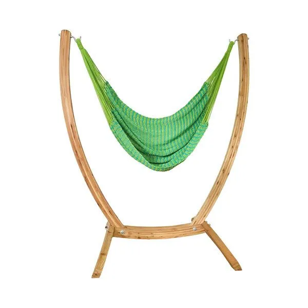 MacaMex MacaMex Hängesessel SET – Uve Holzständer mit Vela Netzhängesessel, Oasis-grün, – Produktbild 2 von 4