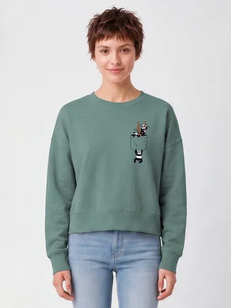 watapparel watapparel Sweatshirt Frauen Pocket Pandas, Green bay, – Produktbild 2 von 2