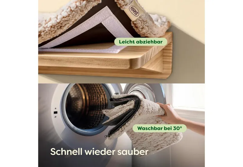Knupis Kratzbaum Katzen Kletterwand Set mit Katzenbett & 2X Katzentreppe - Kiefernholz, Stabile Wandliege bis 30 kg – Für Spielspaß & Gemütlichkeit - FSC®, Beige, – Produktbild 4 von 5