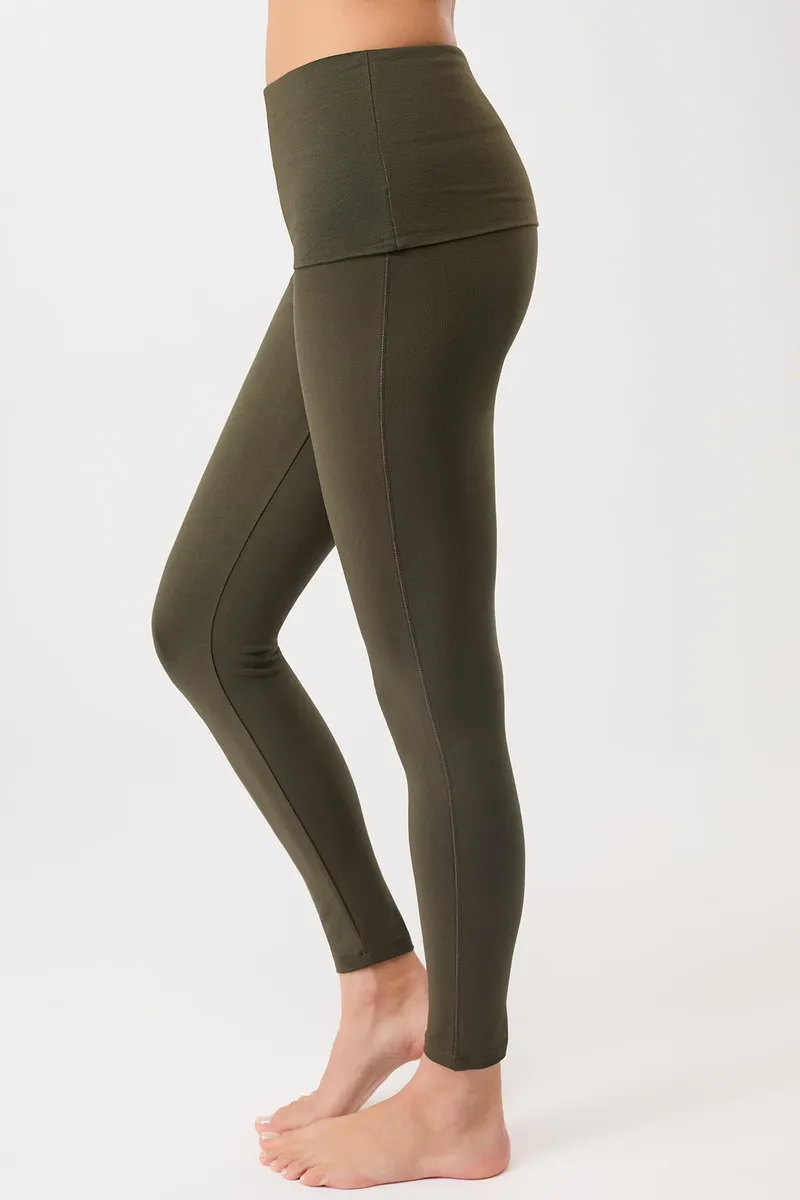 mandala MANDALA Damen vegan Leggings Rolldown Leaf, Olivgrün, – Produktbild 2 von 2